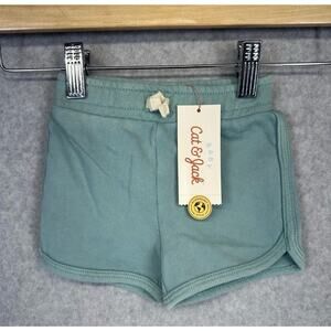Cat & Jack Baby Girls 3-6M Shorts Ocean Green Dolphin Hem Elastic Waist